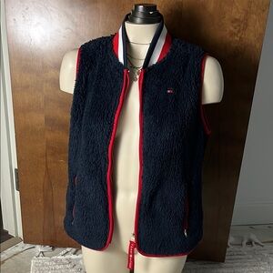 Tommy Hilfiger Navy Fleece Vest with Red Trim